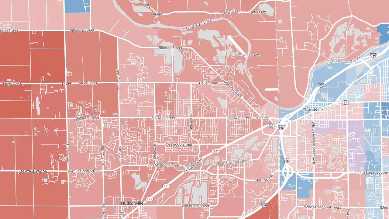Jenison, MI block-group political-lean map