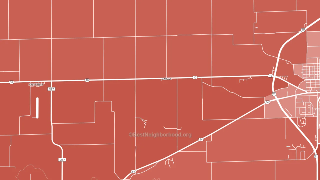 Jenkins, IL block-group political-lean map