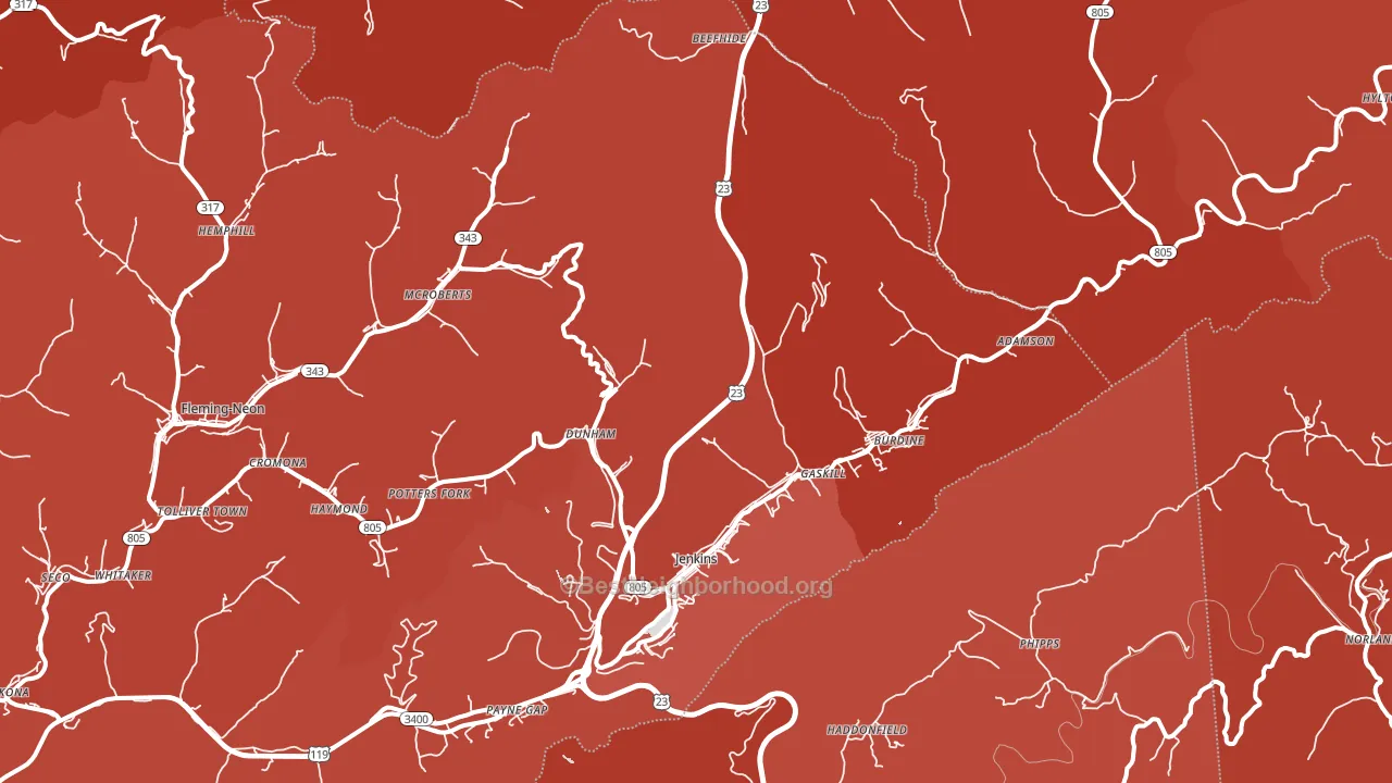 Jenkins, KY block-group political-lean map