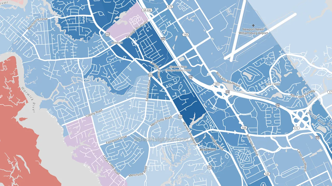 Jenkins, Newport News, VA block-group political-lean map