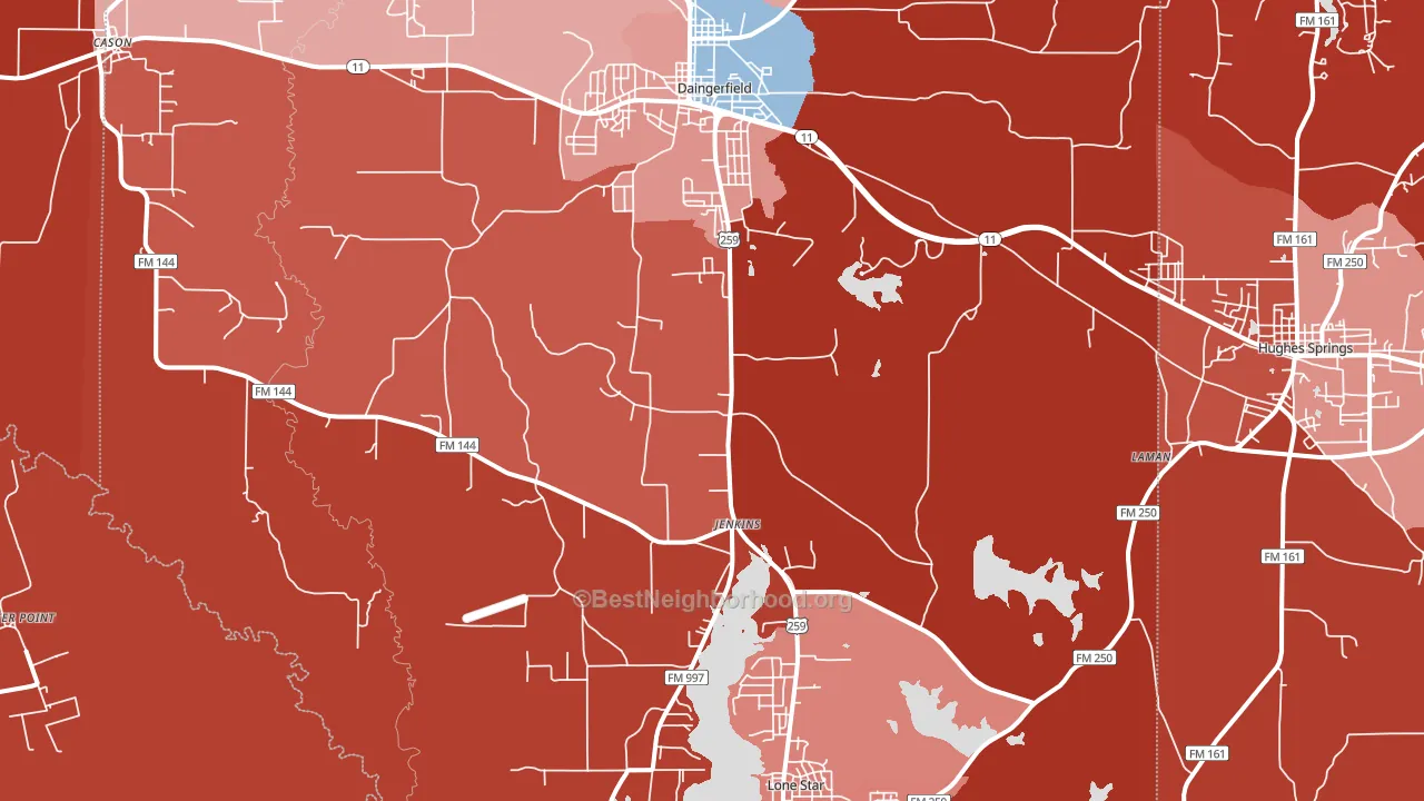Jenkins, TX block-group political-lean map