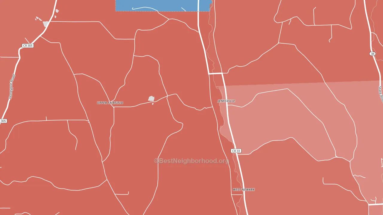 Jenksville, NY block-group political-lean map