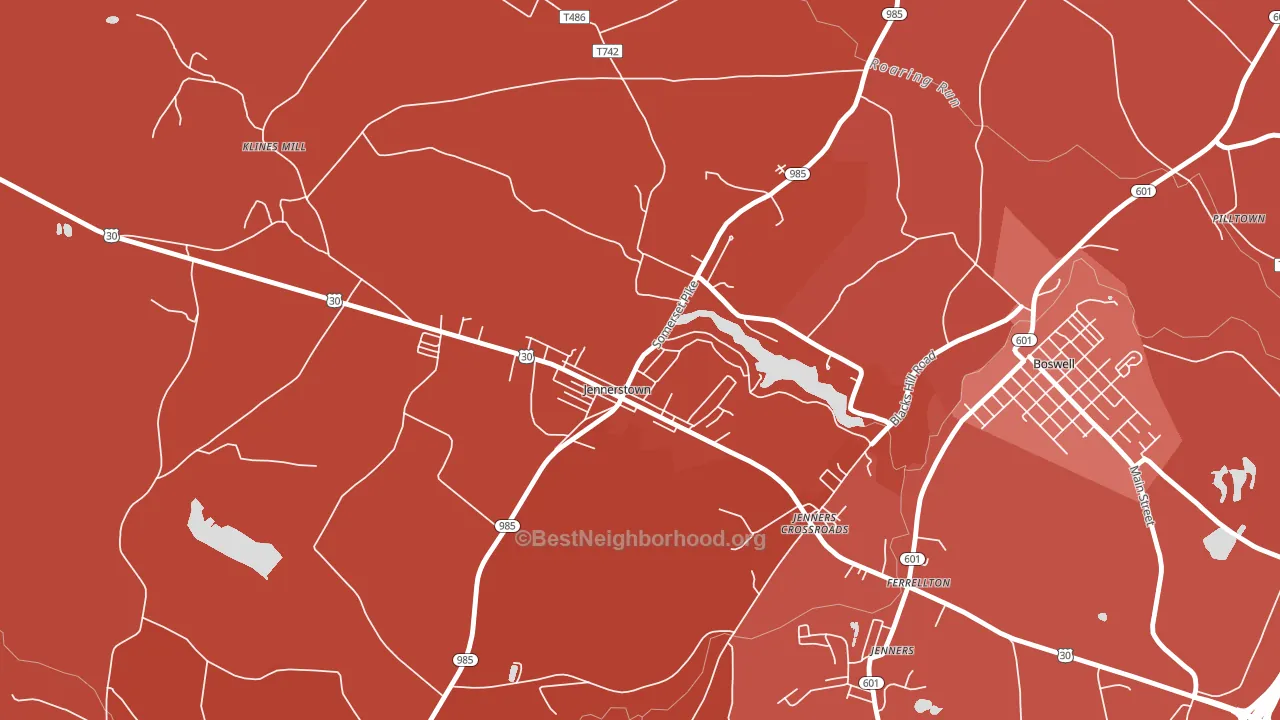 Jennerstown, PA block-group political-lean map