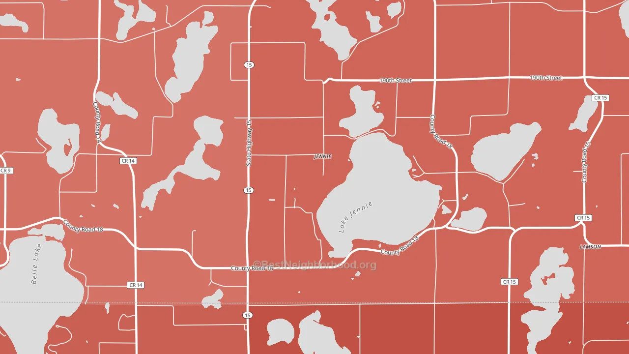 Jennie, MN block-group political-lean map