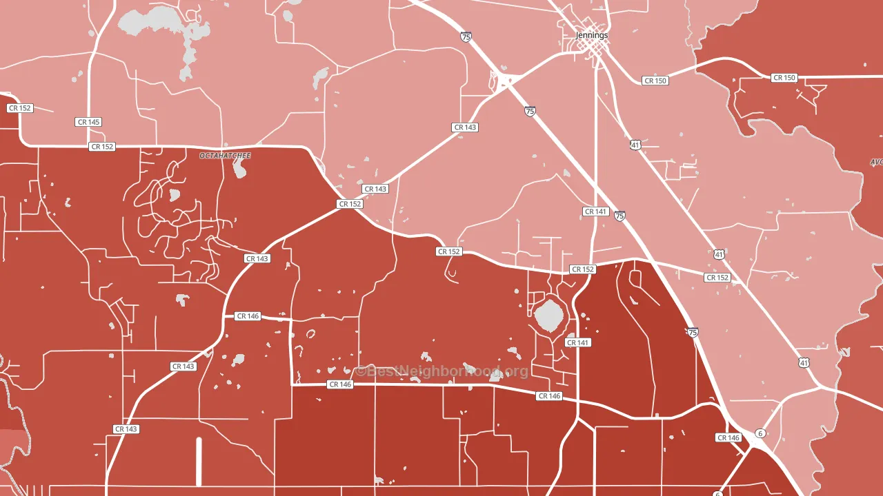 Jennings, FL block-group political-lean map