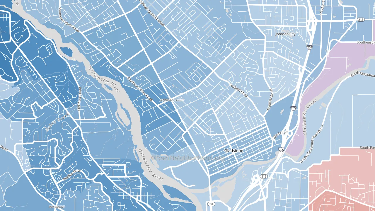 Jennings Lodge, Portland, OR block-group political-lean map