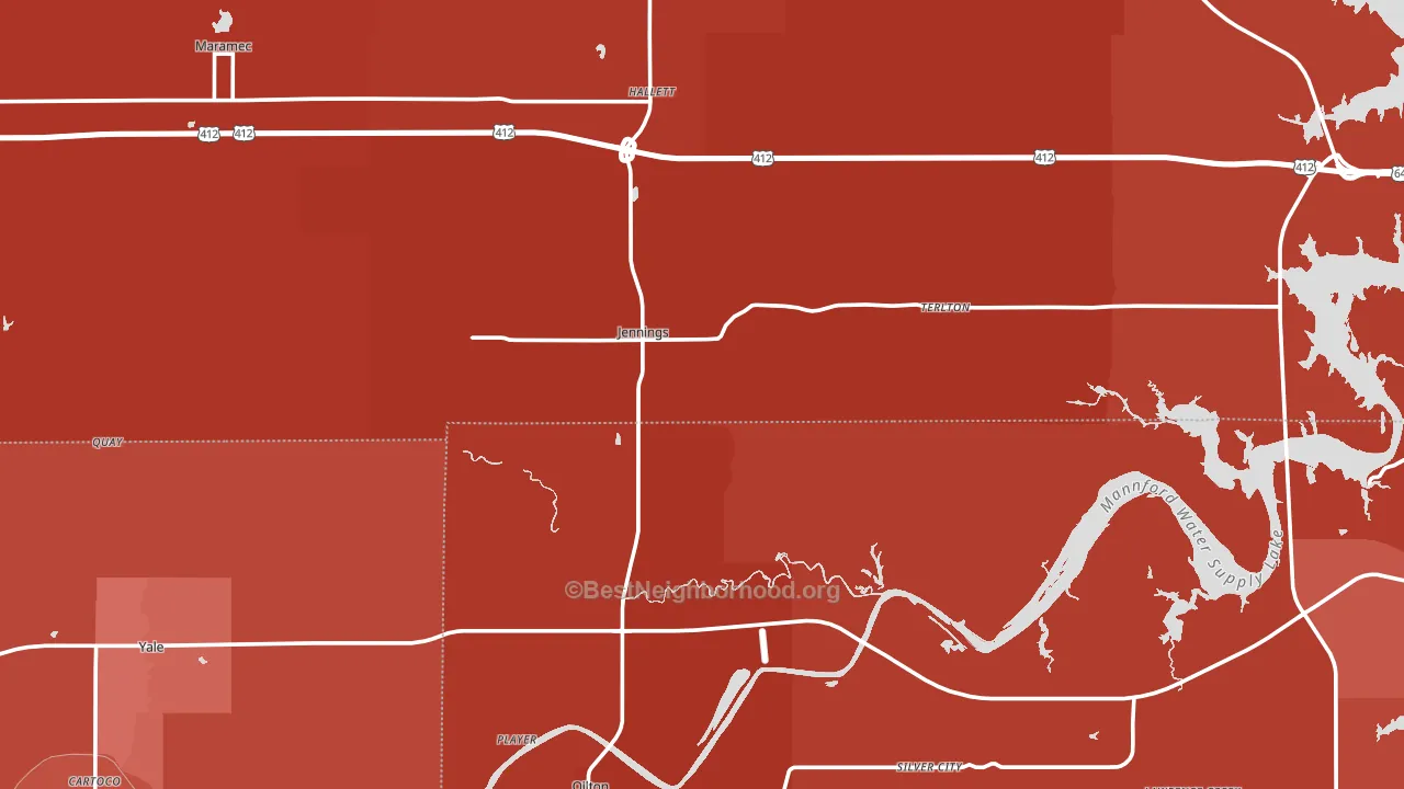 Jennings, OK block-group political-lean map