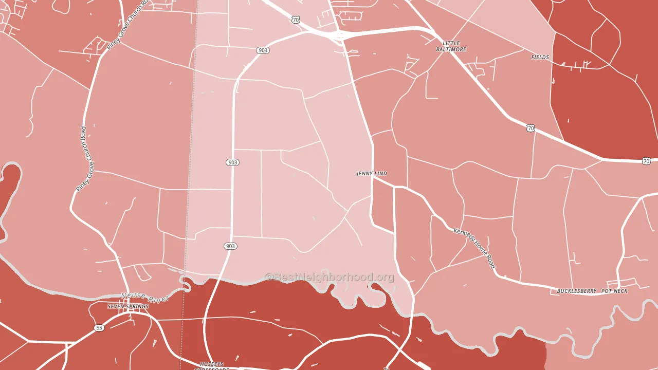 Jenny Lind, NC block-group political-lean map