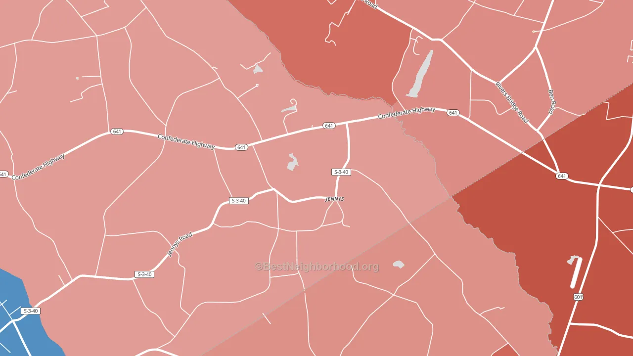 Jennys, SC block-group political-lean map