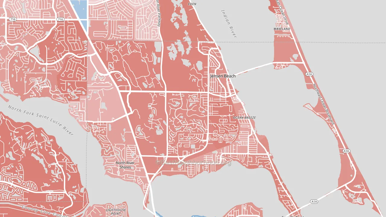 Jensen Beach, FL block-group political-lean map