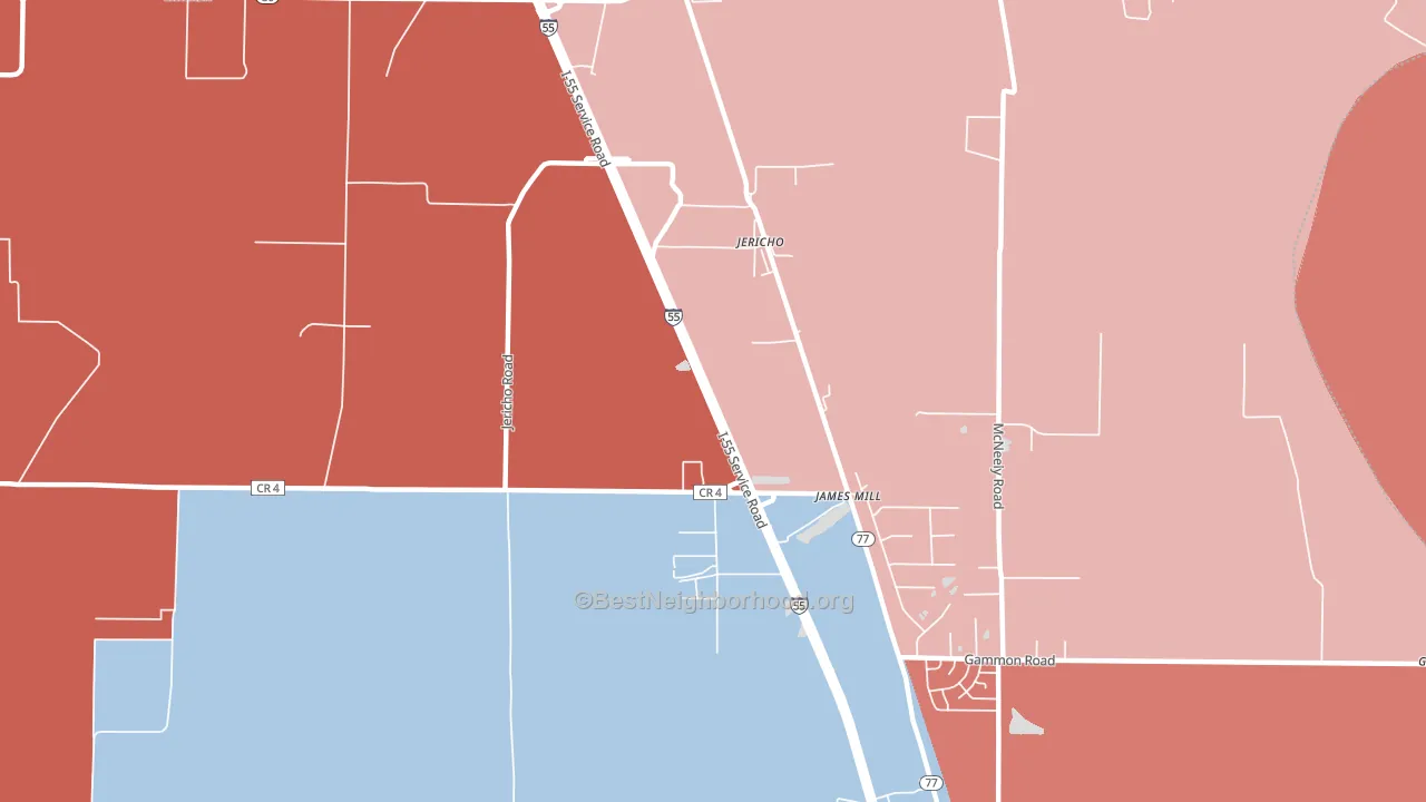 Jericho, AR block-group political-lean map