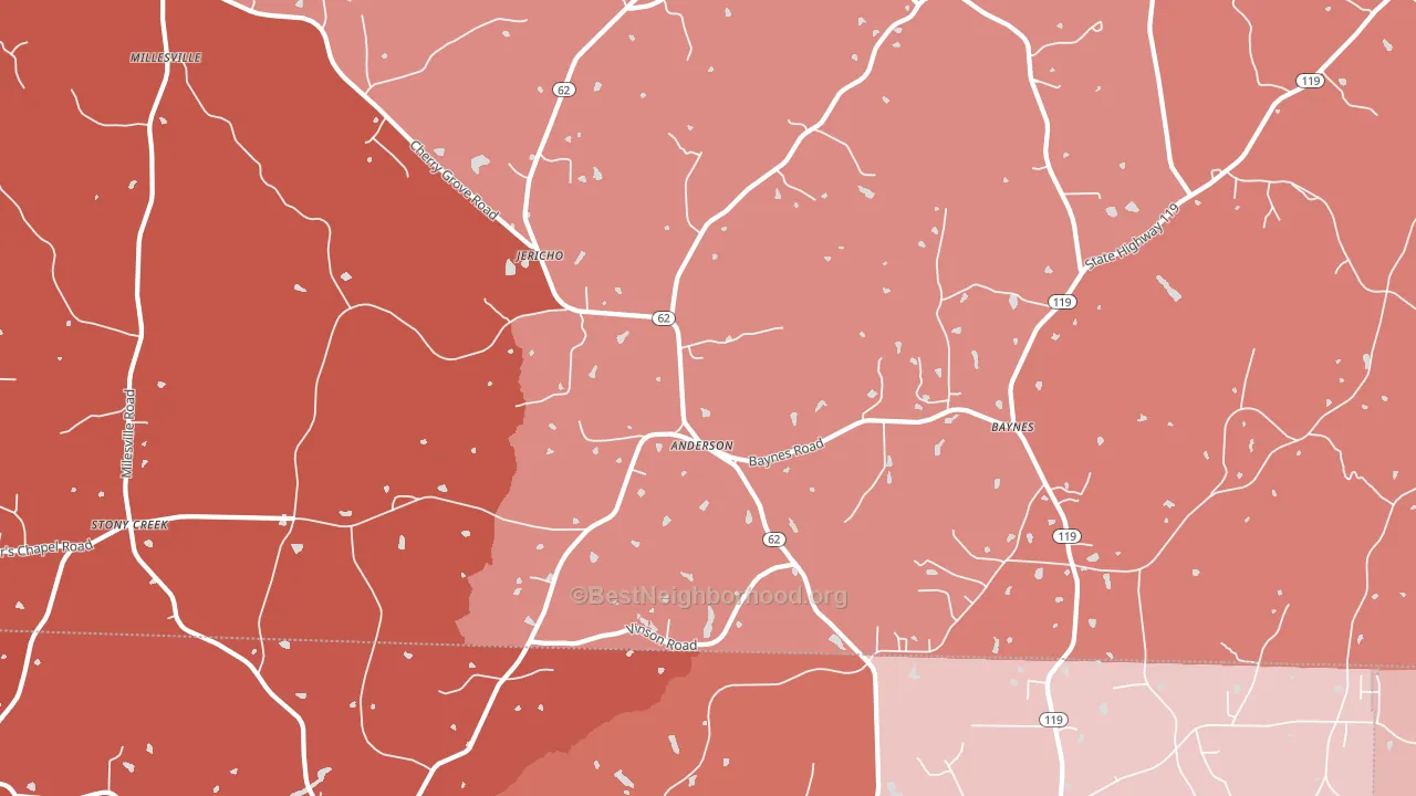 Jericho, NC block-group political-lean map