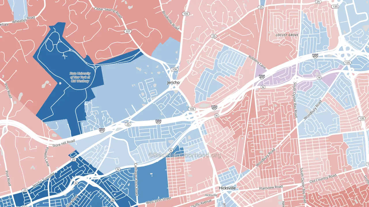 Jericho, NY block-group political-lean map