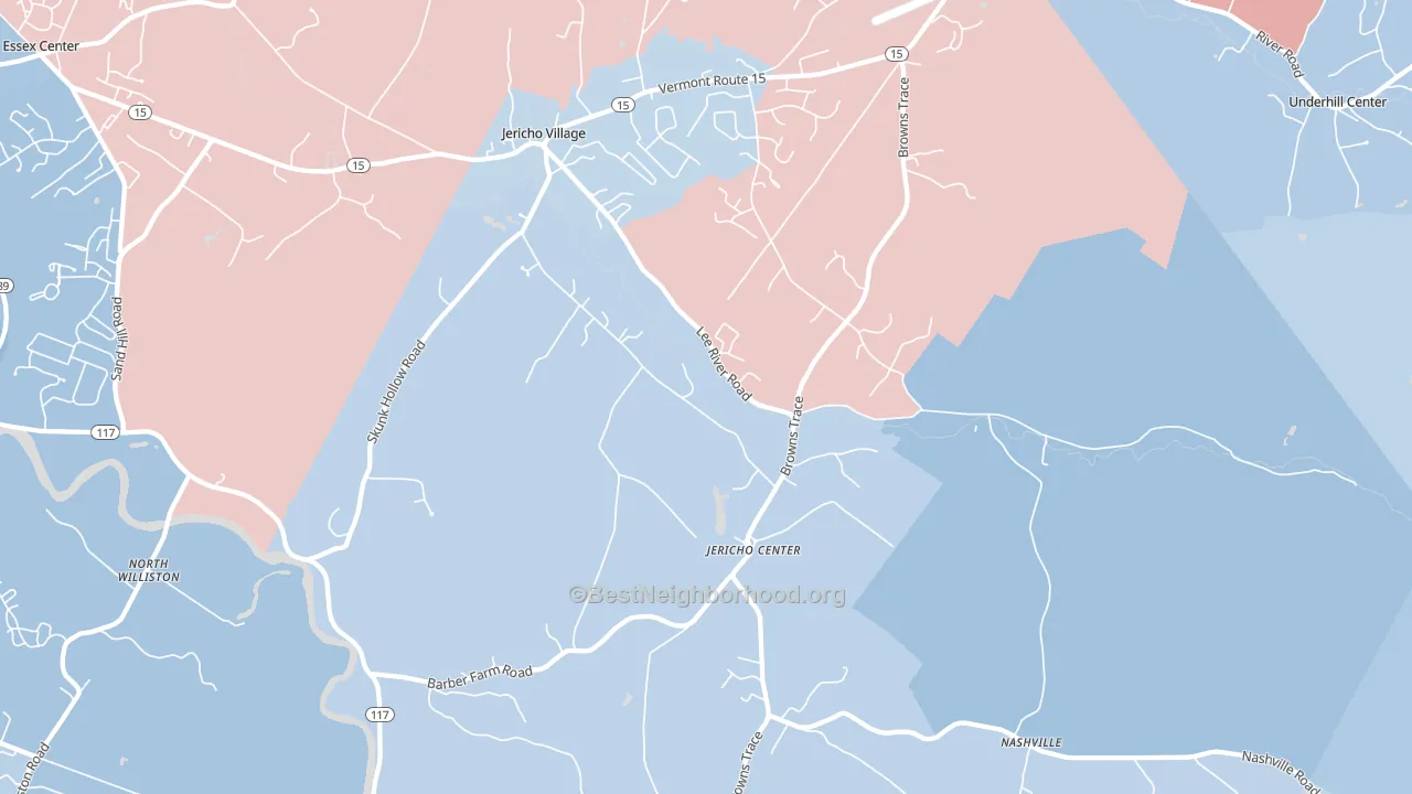 Jericho, VT block-group political-lean map