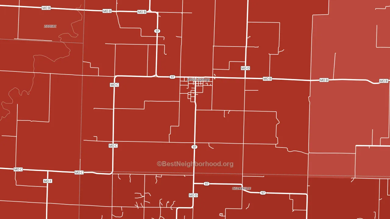 Jerico Springs, MO block-group political-lean map