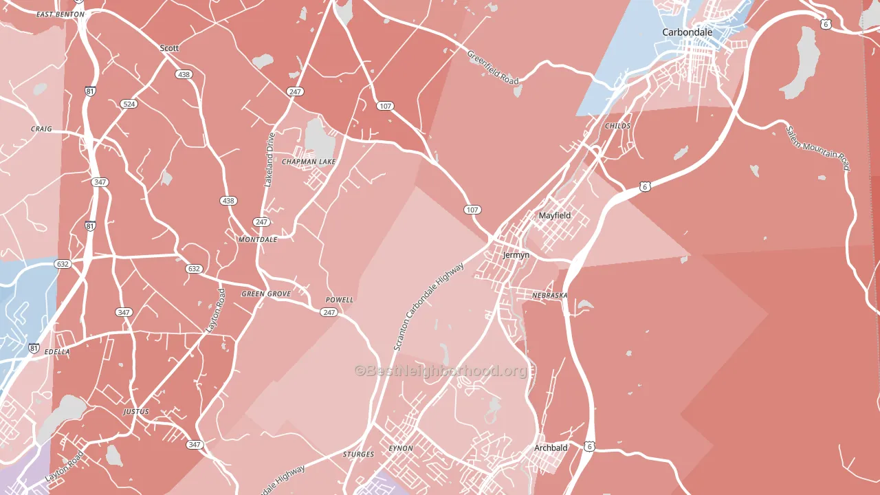 Jermyn, PA block-group political-lean map