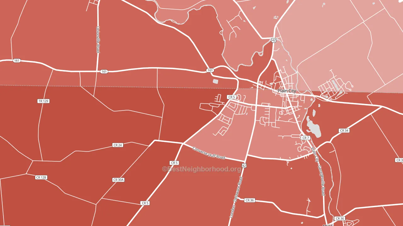 Jerome, OH block-group political-lean map