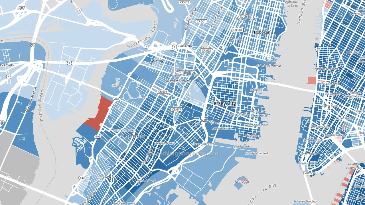 Jersey City, NJ block-group political-lean map