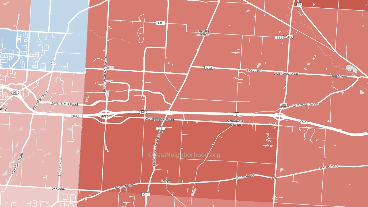 Jersey, OH block-group political-lean map