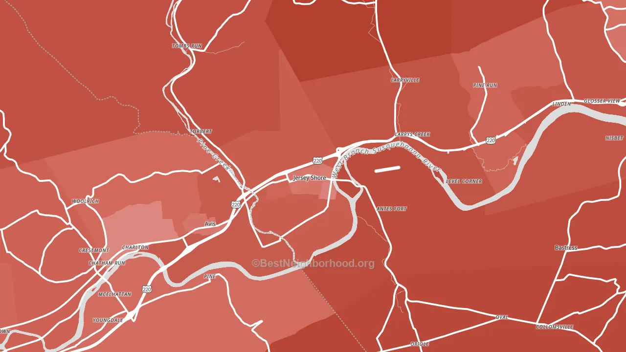Jersey Shore, PA block-group political-lean map