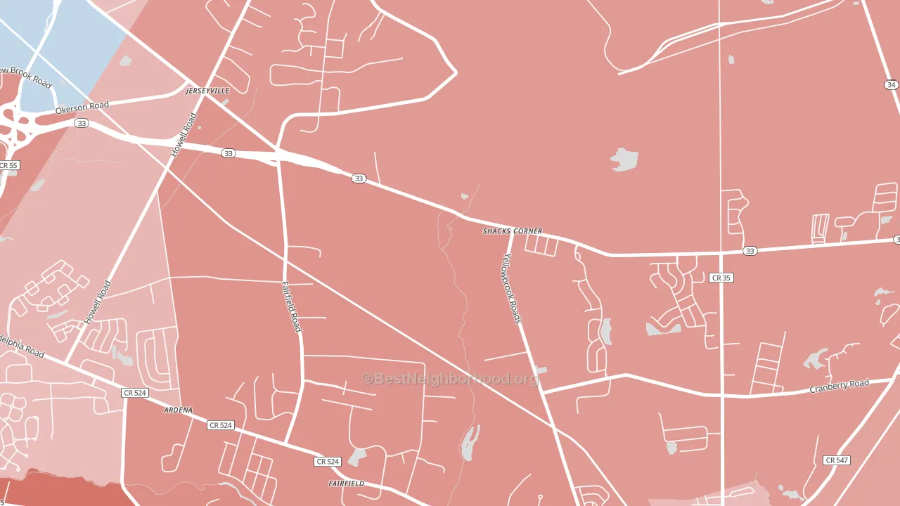 Jerseyville, NJ block-group political-lean map