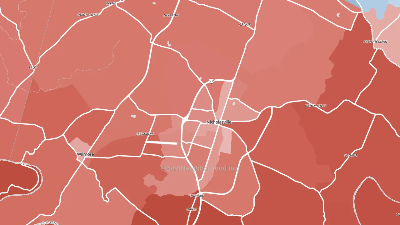 Jessamine County, KY block-group political-lean map