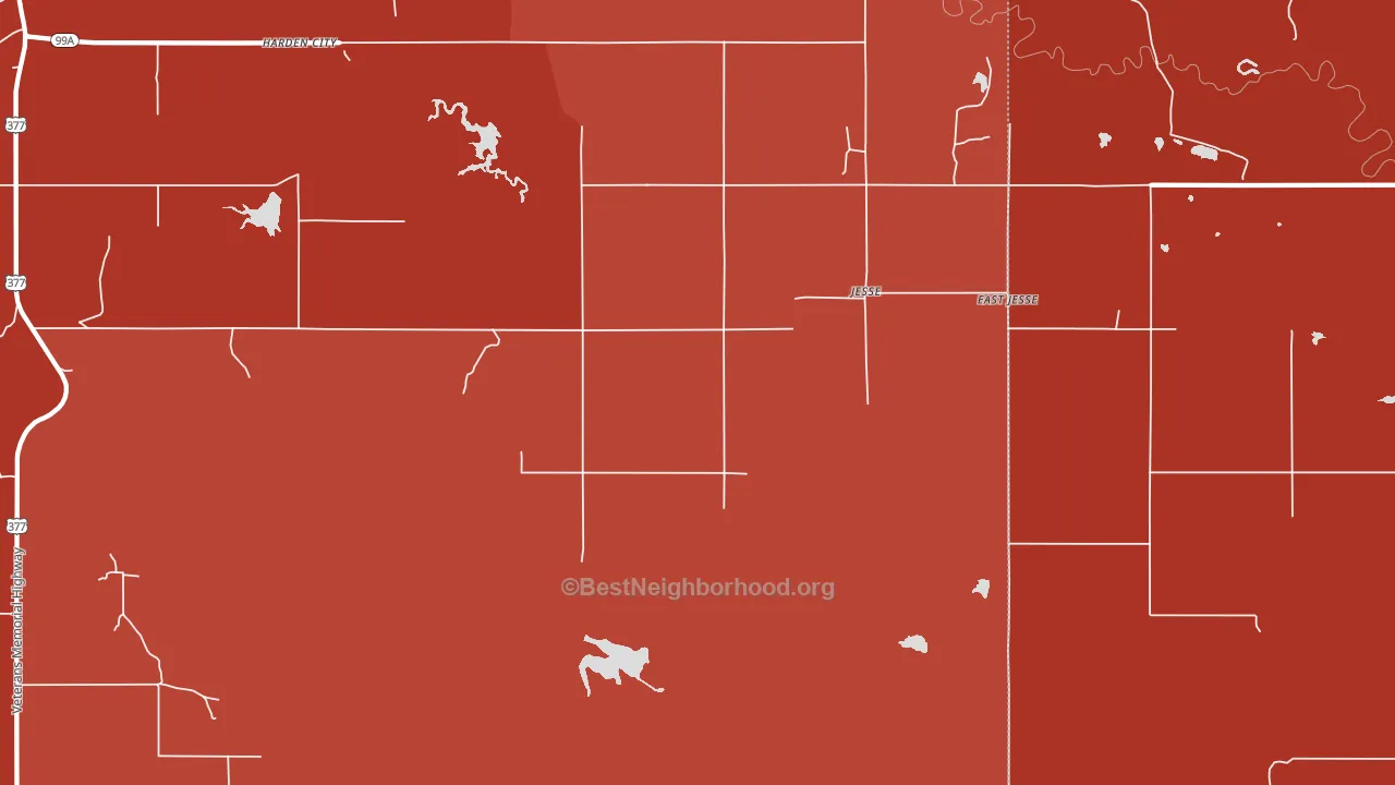 Jesse, OK block-group political-lean map