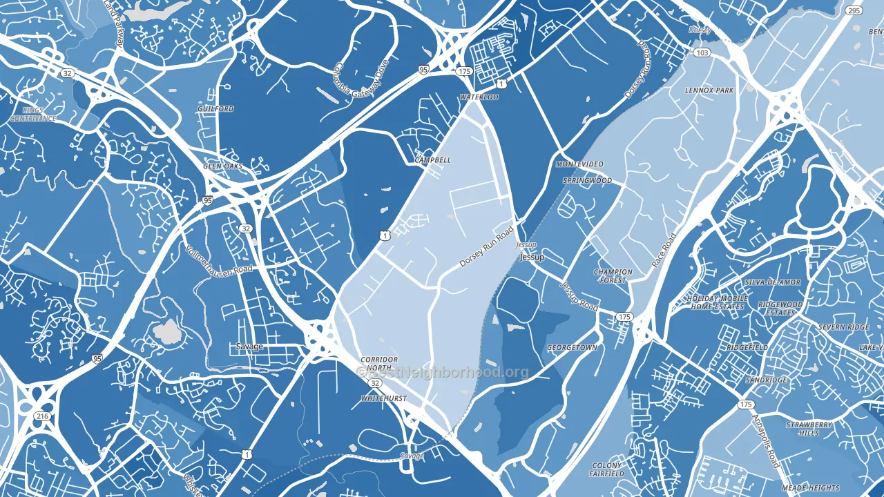 Jessup, MD block-group political-lean map