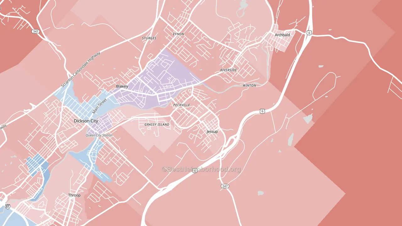 Jessup, PA block-group political-lean map