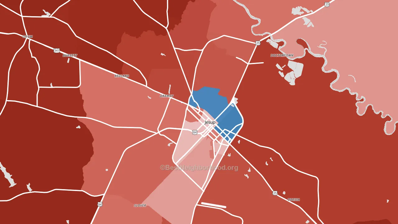 Jesup, GA block-group political-lean map