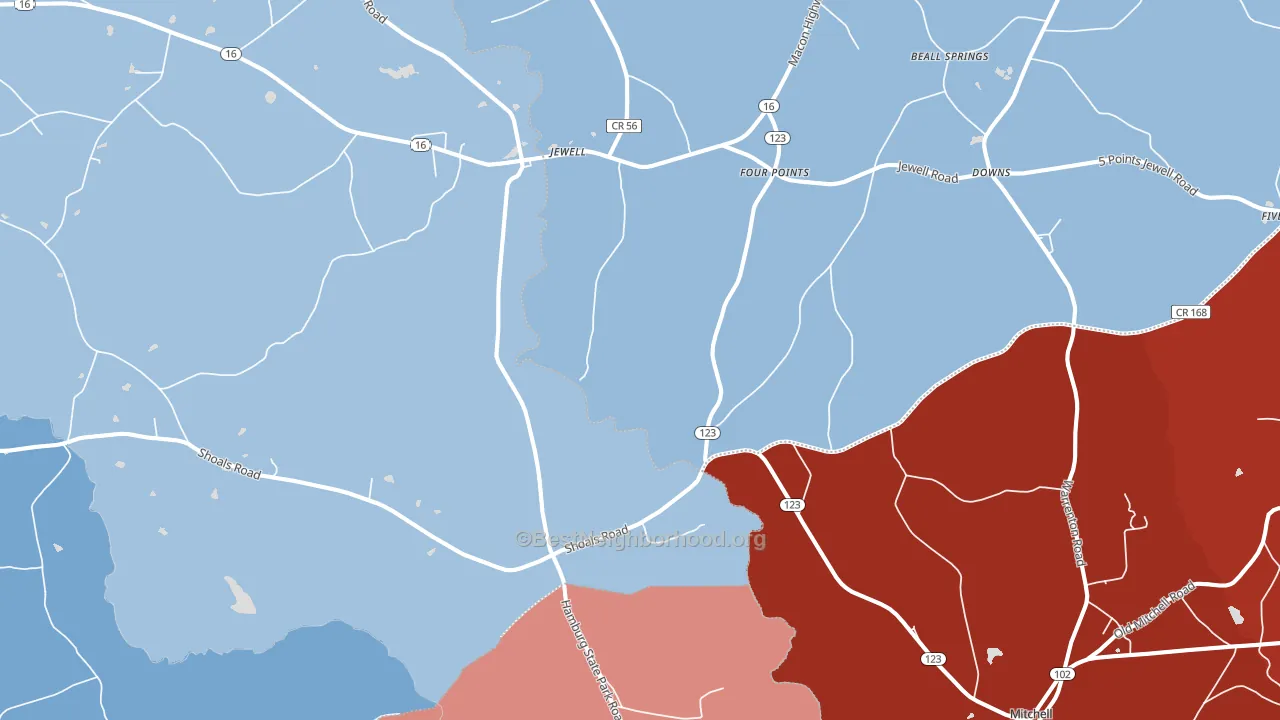 Jewell, GA block-group political-lean map