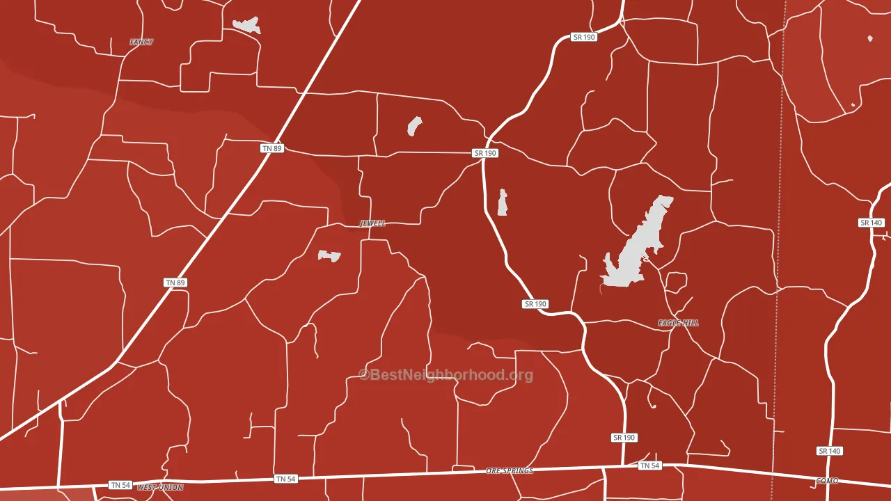 Jewell, TN block-group political-lean map