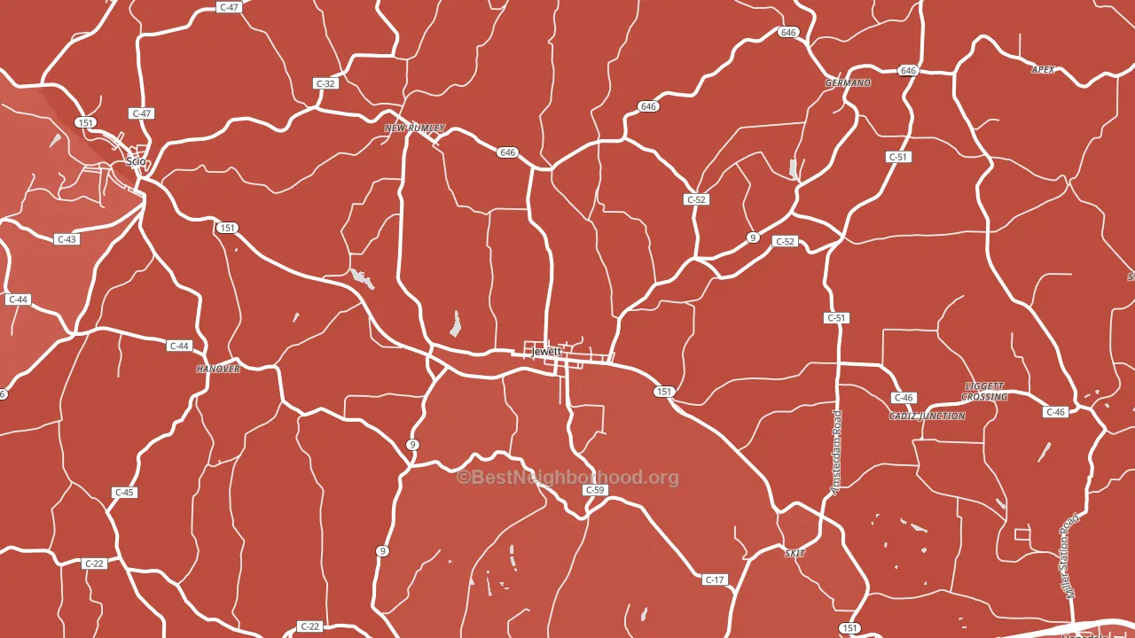 Jewett, OH block-group political-lean map