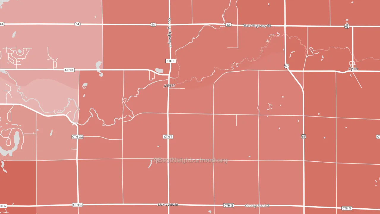 Jewett, WI block-group political-lean map