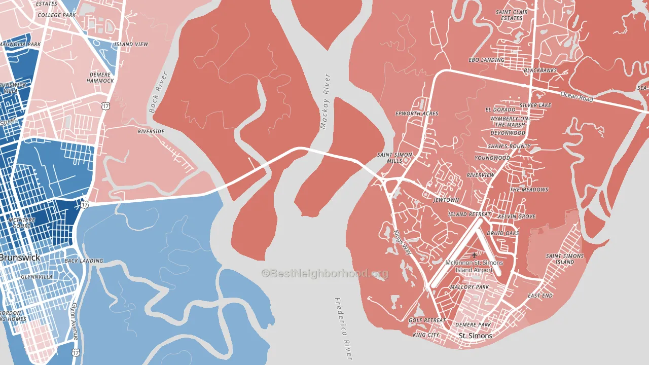 Jewtown, GA block-group political-lean map