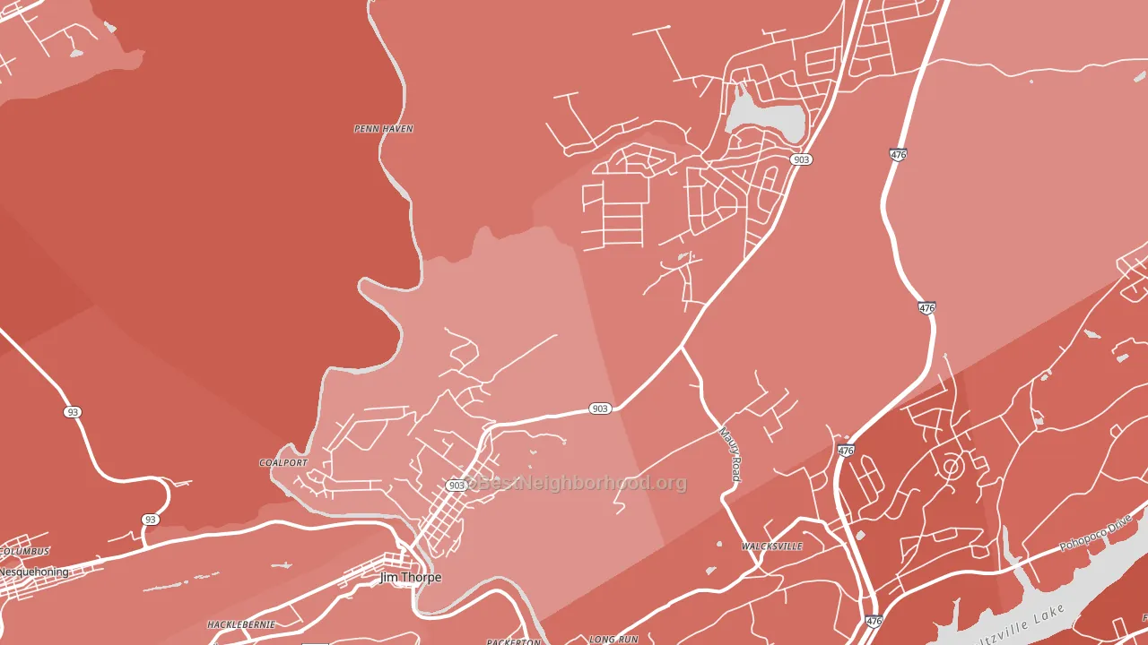 Jim Thorpe, PA block-group political-lean map