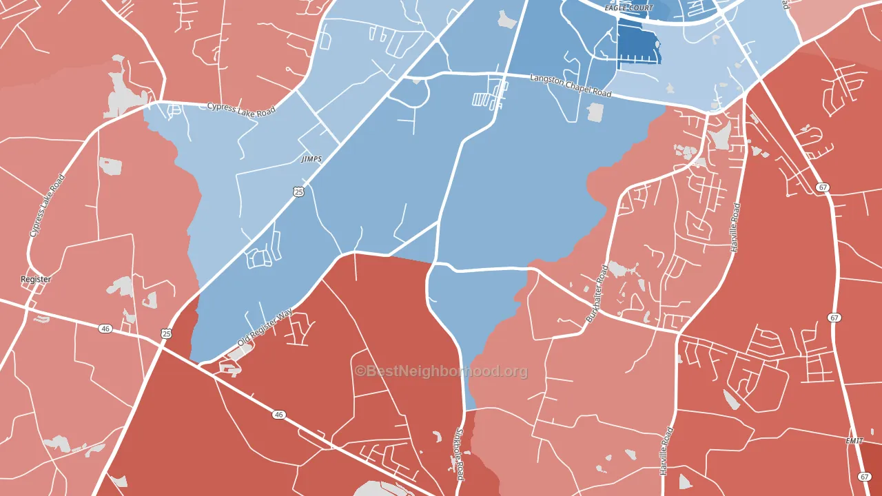 Jimps, GA block-group political-lean map
