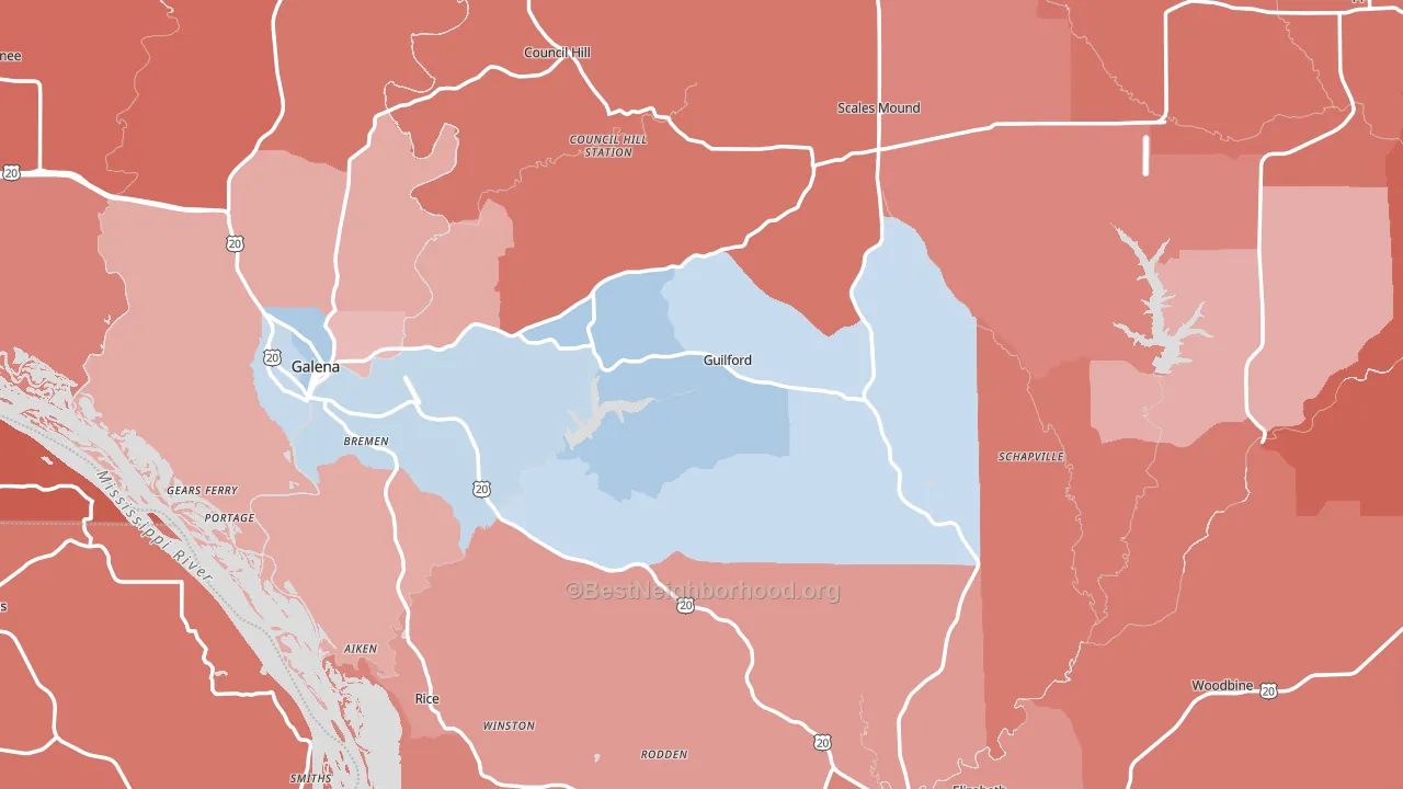 Jo Daviess County, IL block-group political-lean map