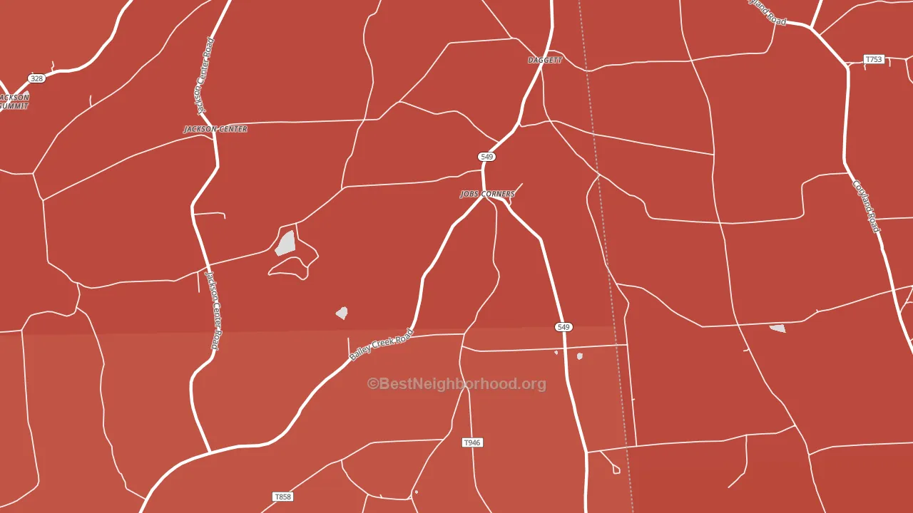 Jobs Corners, PA block-group political-lean map
