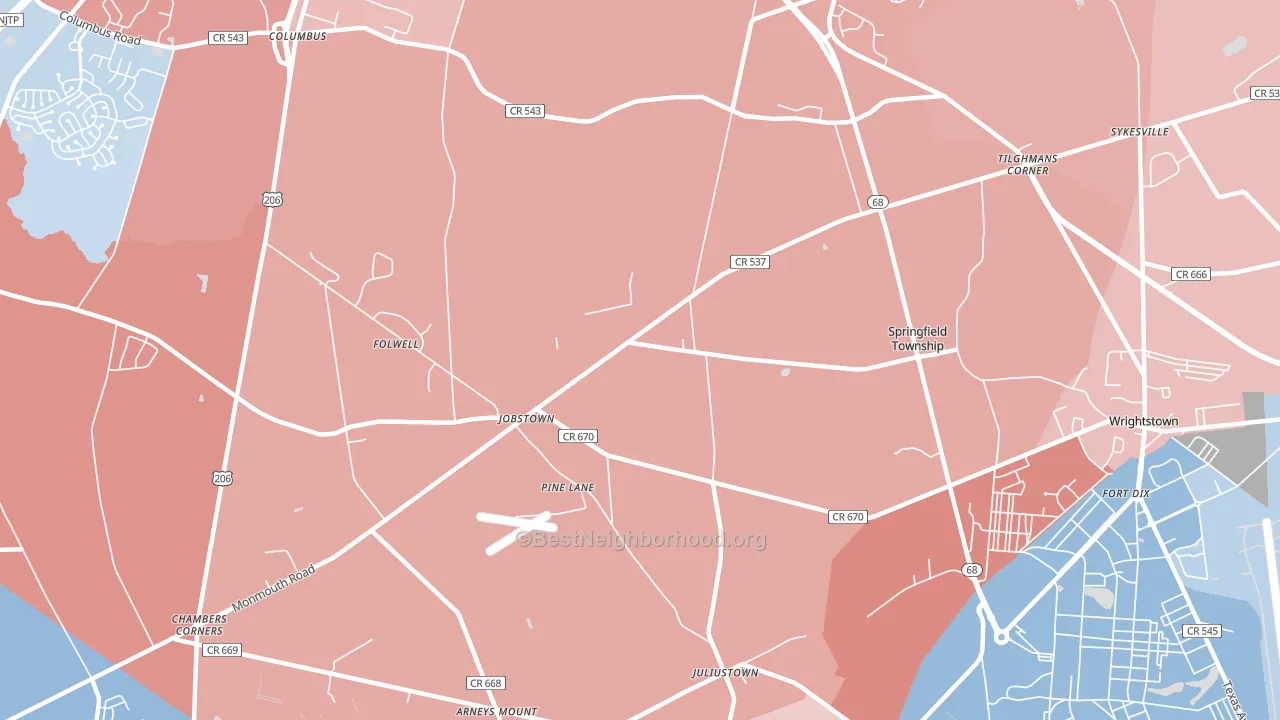 Jobstown, NJ block-group political-lean map