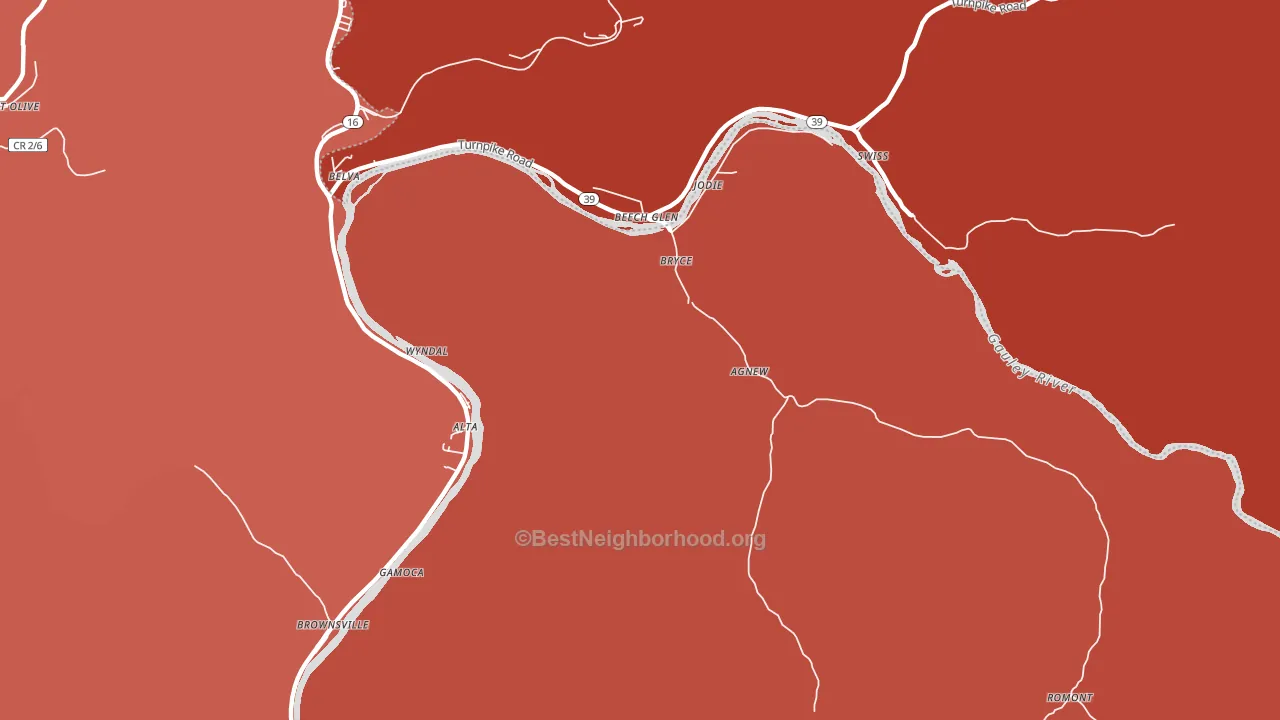 Jodie, WV block-group political-lean map