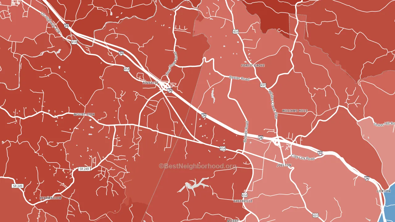 Joelton, TN block-group political-lean map