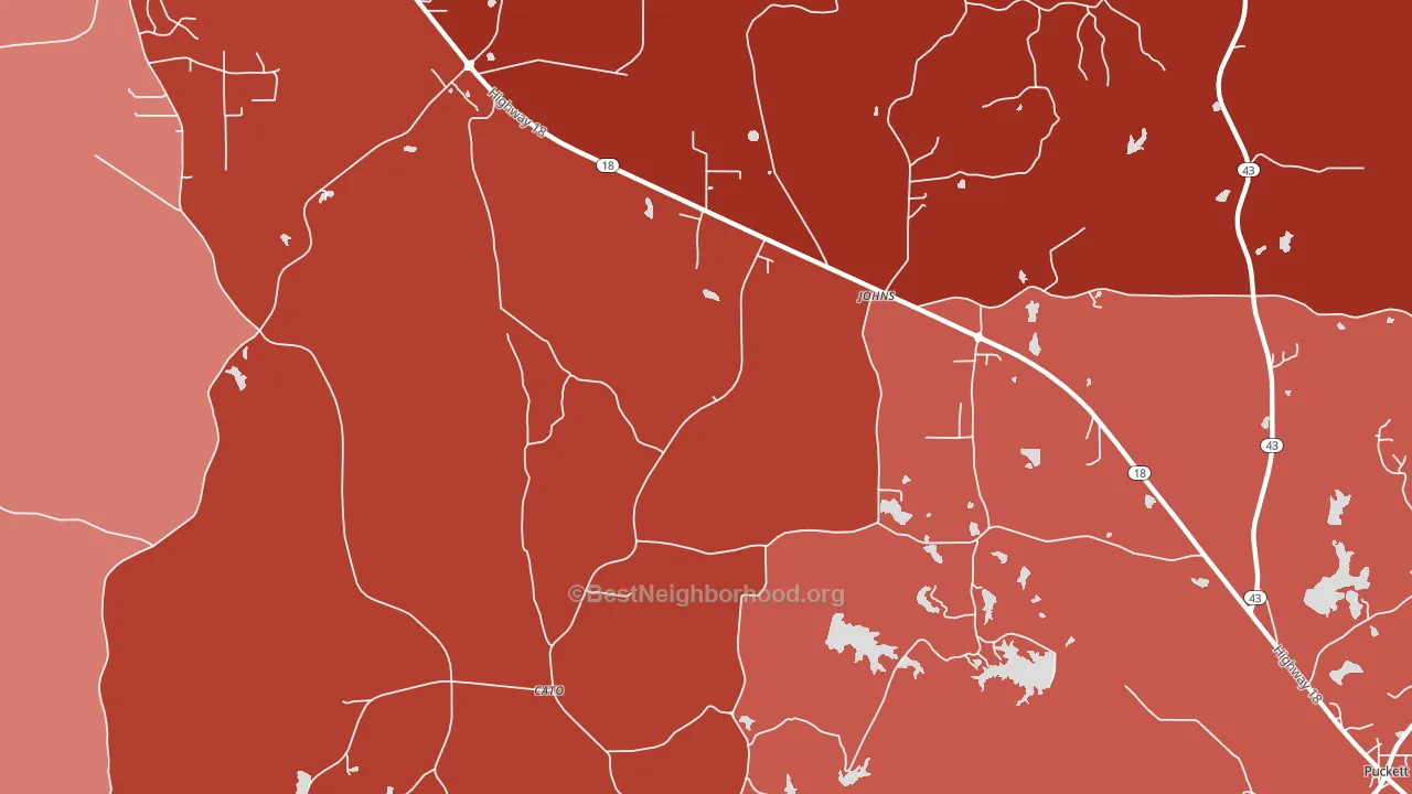 Johns, MS block-group political-lean map