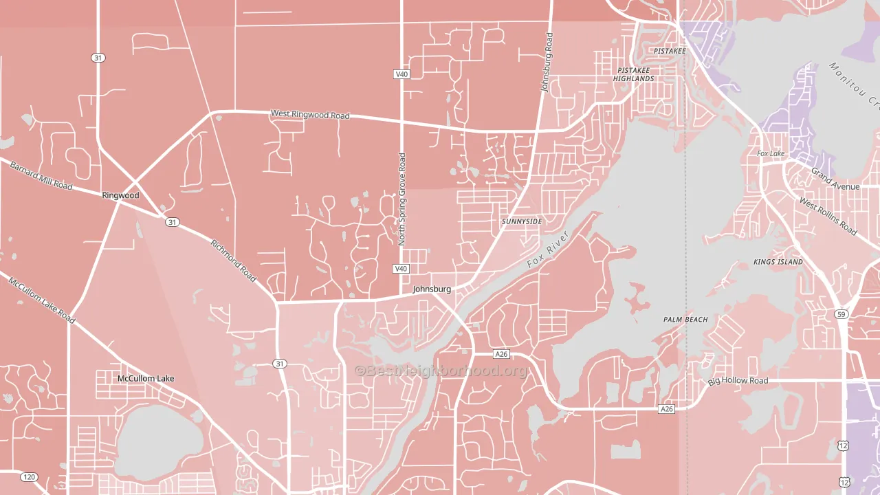 Johnsburg, IL block-group political-lean map