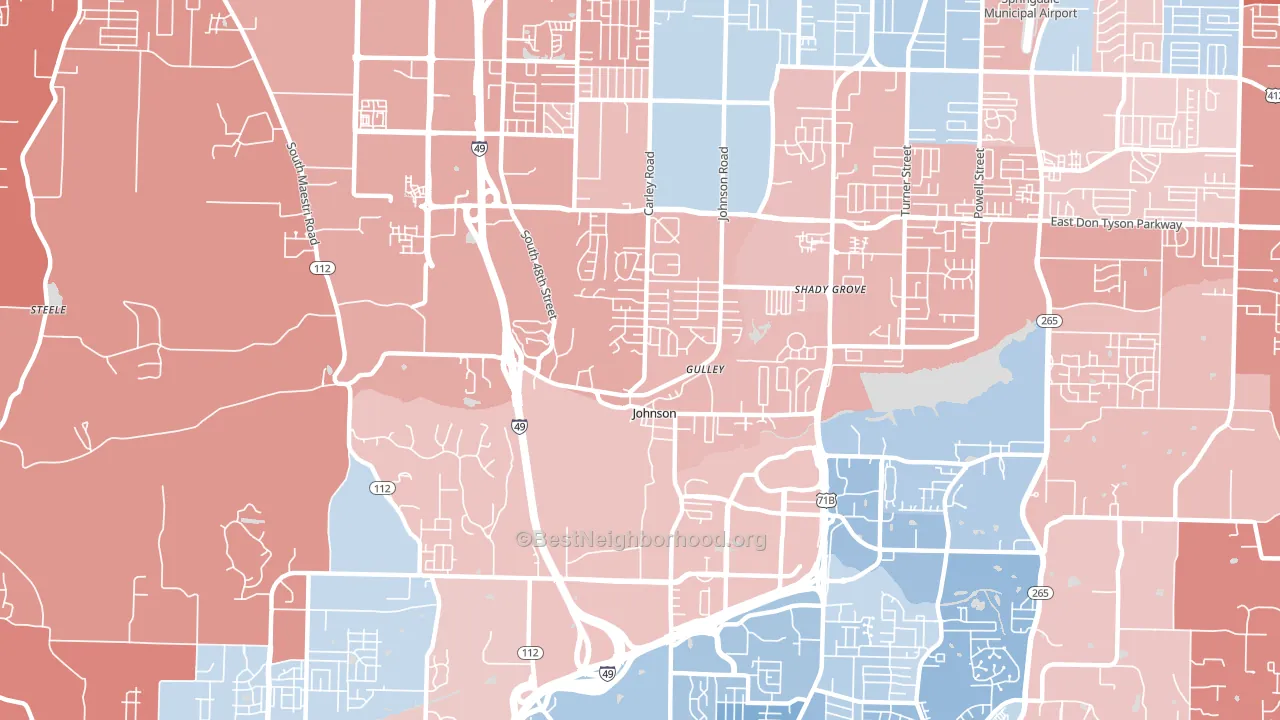 Johnson, AR block-group political-lean map