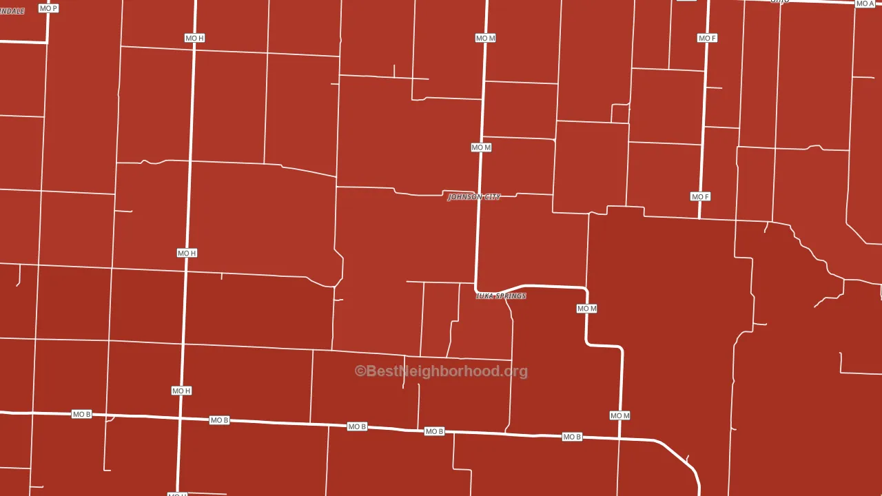 Johnson City, MO block-group political-lean map