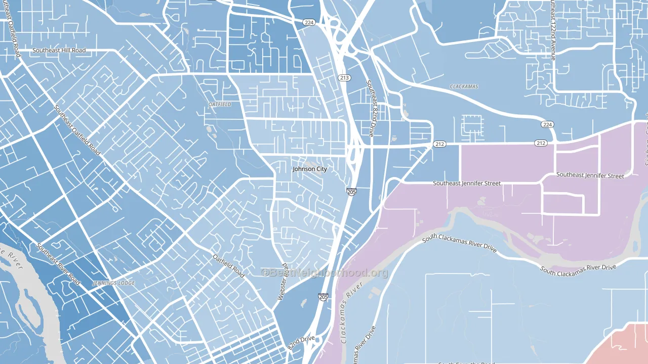 Johnson City, OR block-group political-lean map