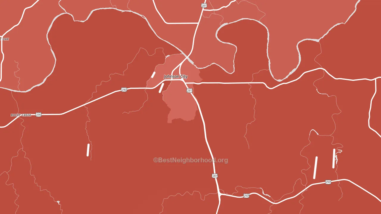 Johnson City, TX block-group political-lean map