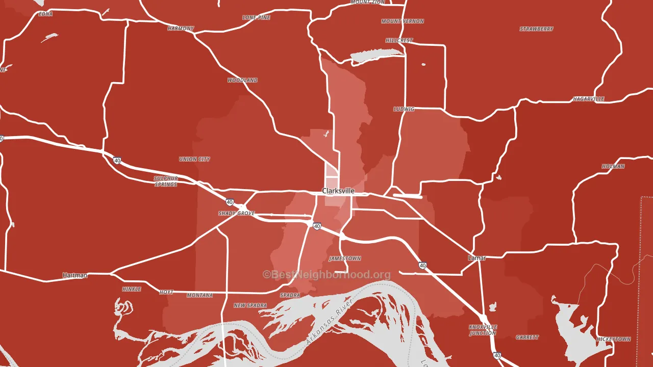 Johnson County, AR block-group political-lean map
