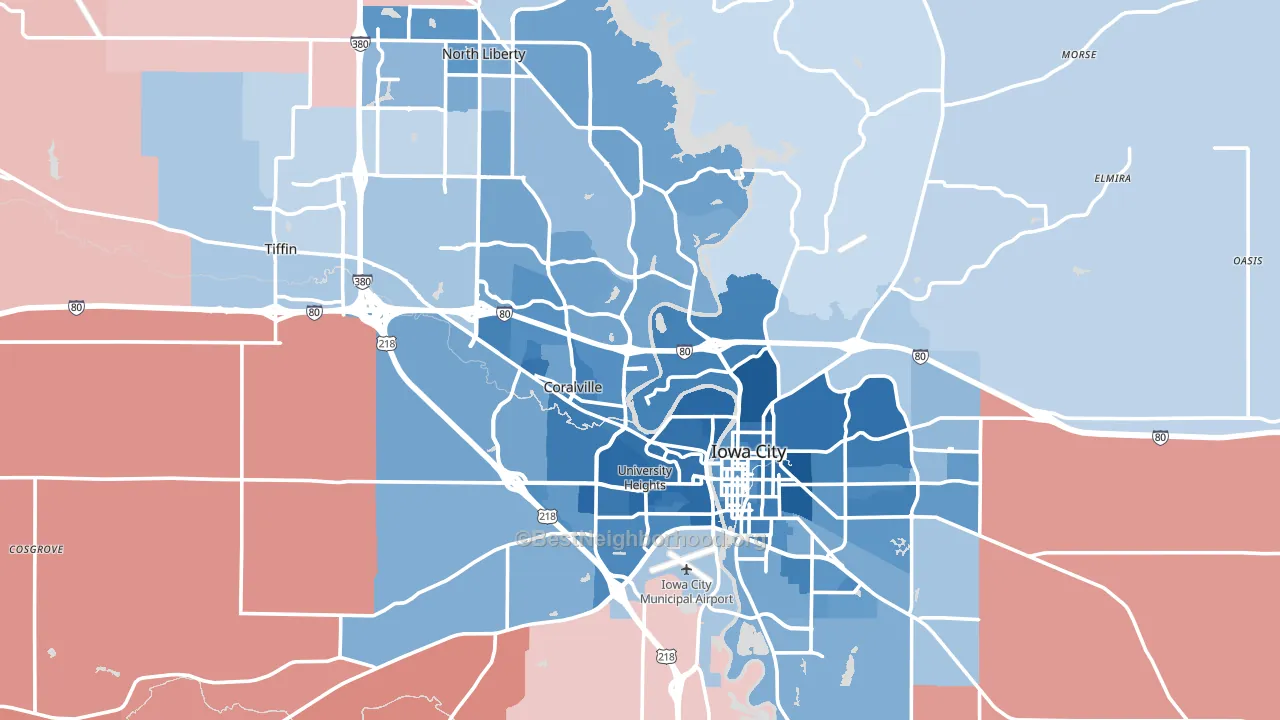 Johnson County, IA block-group political-lean map